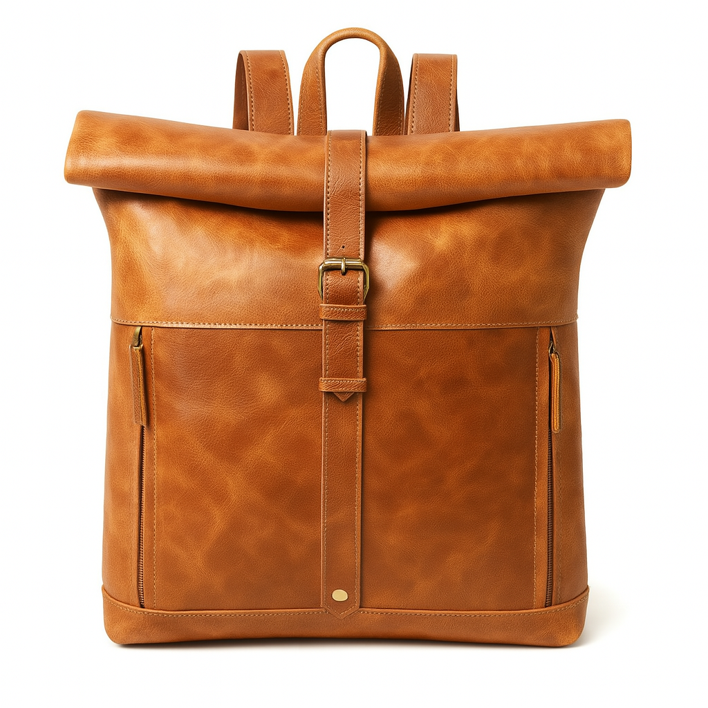 Leather Roll On Laptop Backpack 16 Inch